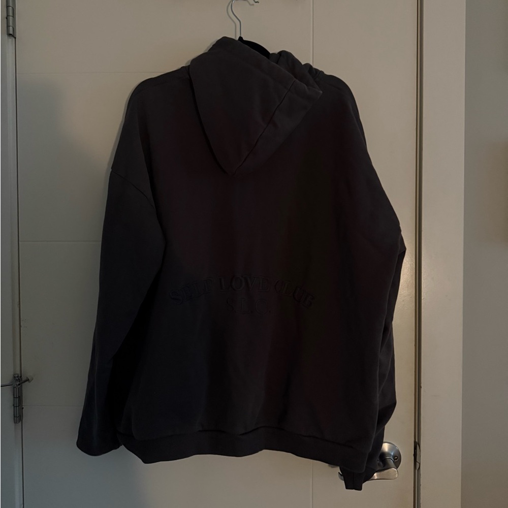 The Mayfair Group Dark Grey “Self Love Club” Zip-Up Hoodie - Picture 5 of 6